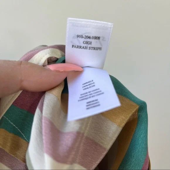 SOLD silk Gigi Farrah flowy rainbow boho striped shorts - Picture 5 of 6